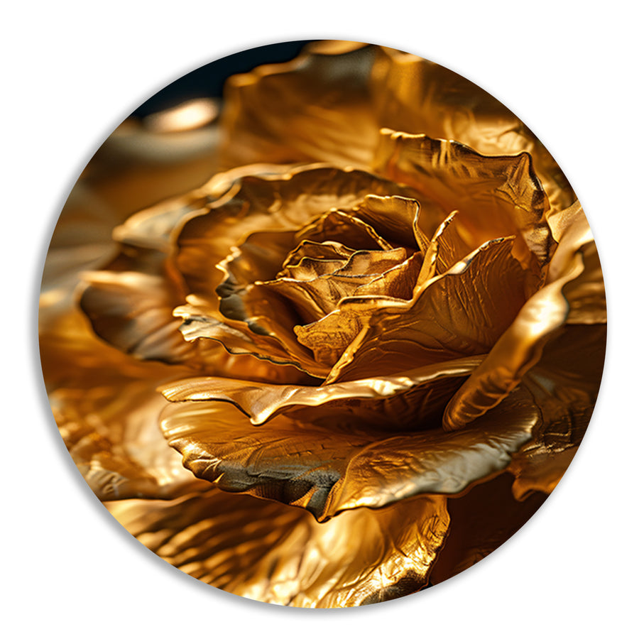 Gouden roos met delicaat licht en schaduwspel forex muurcirkel