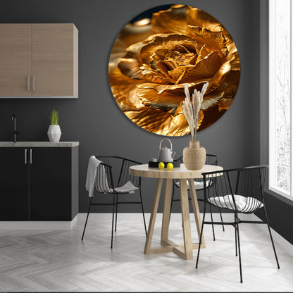 Gouden roos met delicaat licht en schaduwspel forex muurcirkel