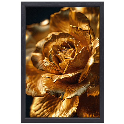 Gouden roos met delicaat licht en schaduwspel canvas met baklijst