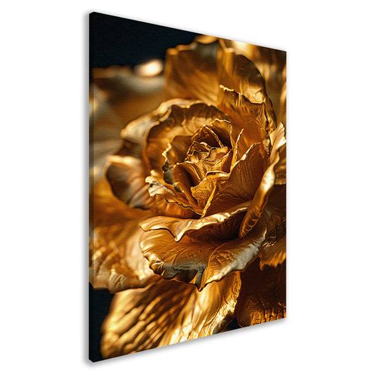 Gouden roos met delicaat licht en schaduwspel canvas