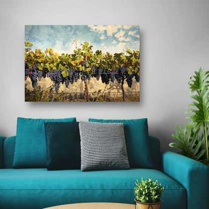 Wijngaard onder een helderblauwe lucht canvas
