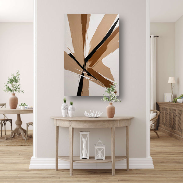 Dynamische Monochrome Abstractie met Diepte canvas met baklijst