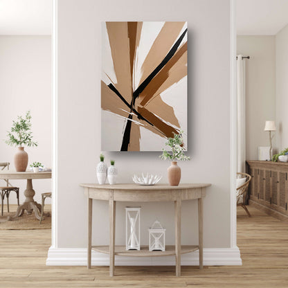 Dynamische Monochrome Abstractie met Diepte canvas met baklijst