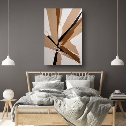Dynamische Monochrome Abstractie met Diepte canvas