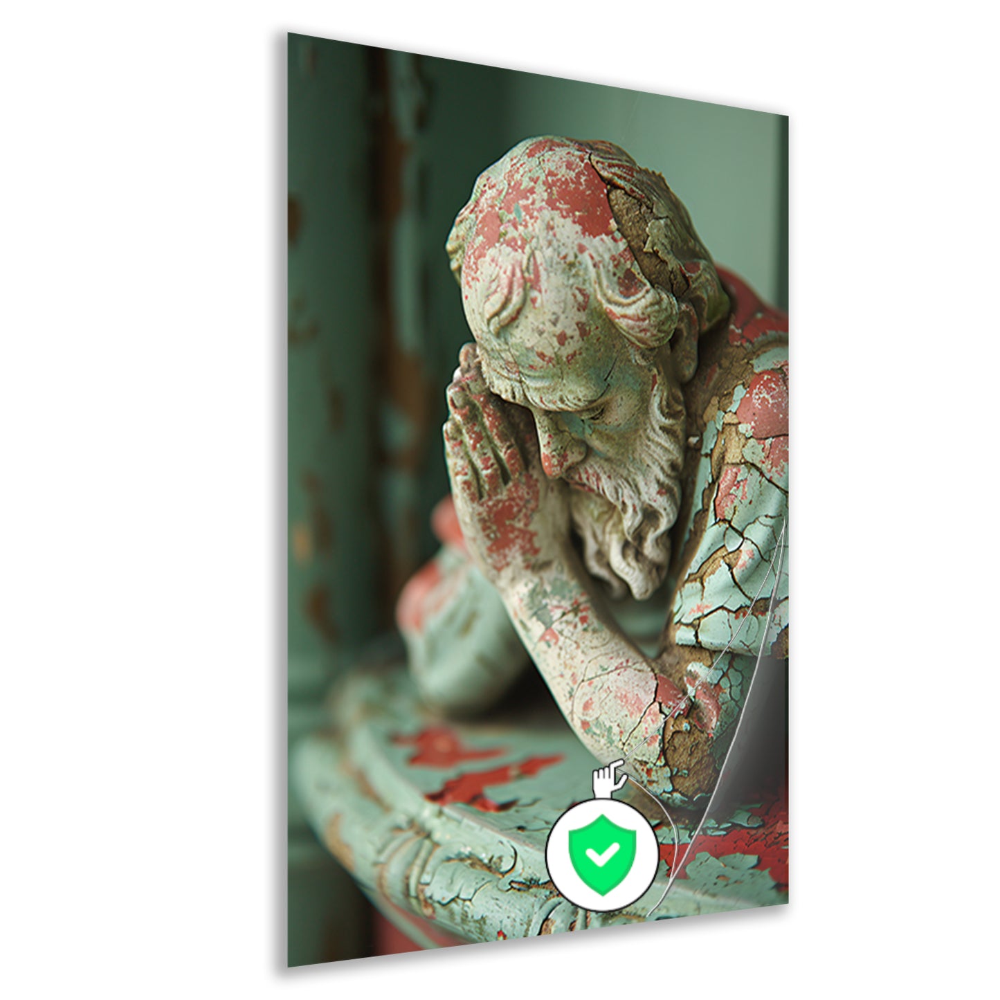 Statue with Weathered Paint and Deep Gaze poster