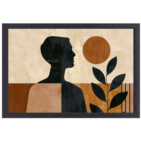 Abstract menselijk profiel met natuurlijke elementen canvas met baklijst