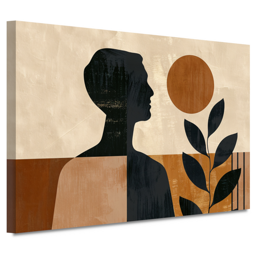 Abstract menselijk profiel met natuurlijke elementen canvas