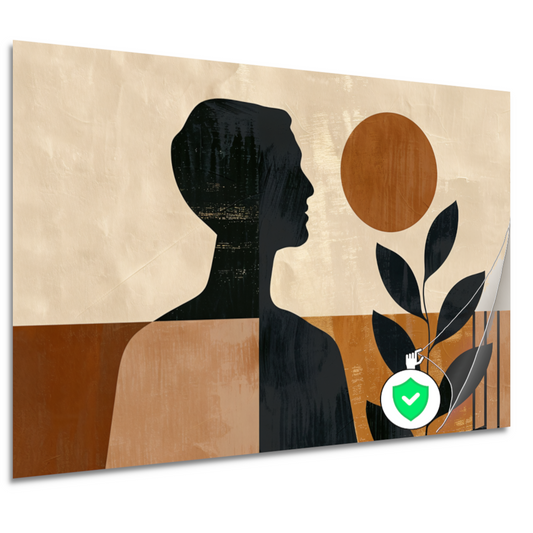 Abstract menselijk profiel met natuurlijke elementen poster