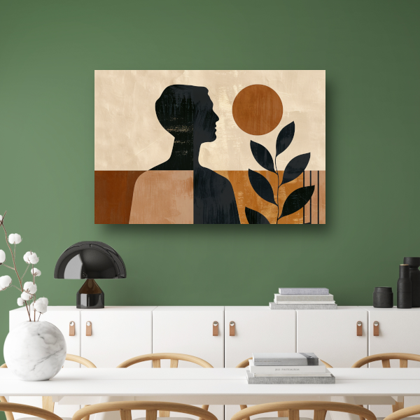 Abstract menselijk profiel met natuurlijke elementen poster