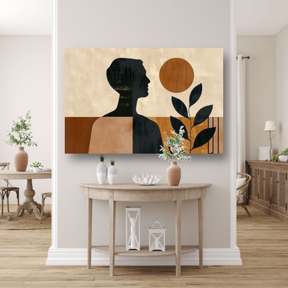 Abstract menselijk profiel met natuurlijke elementen poster