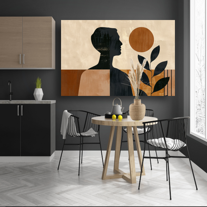 Abstract menselijk profiel met natuurlijke elementen poster