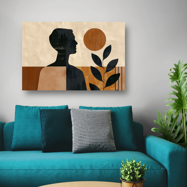 Abstract menselijk profiel met natuurlijke elementen poster