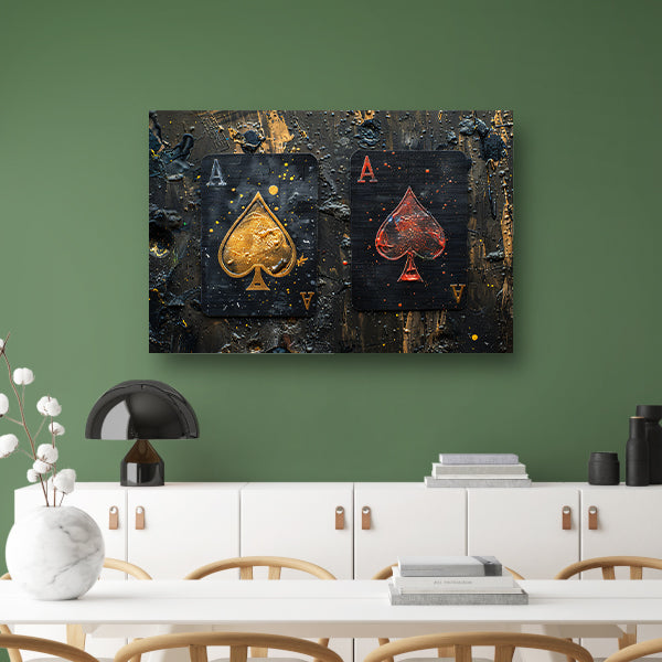 Minimalistisch Speelkaarten in Goud en Rood poster