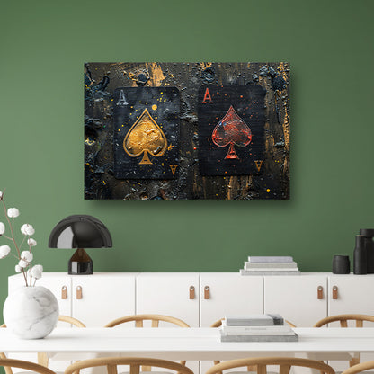 Minimalistisch Speelkaarten in Goud en Rood canvas