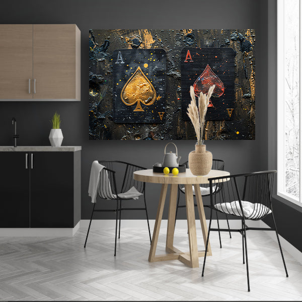 Minimalistisch Speelkaarten in Goud en Rood poster