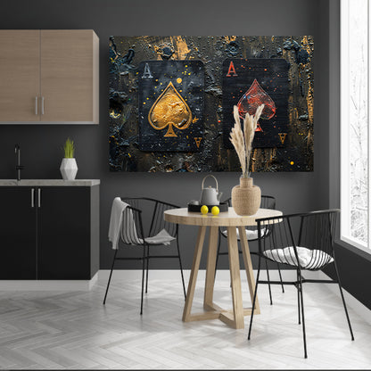 Minimalistisch Speelkaarten in Goud en Rood canvas
