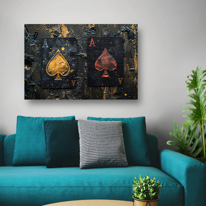 Minimalistisch Speelkaarten in Goud en Rood poster