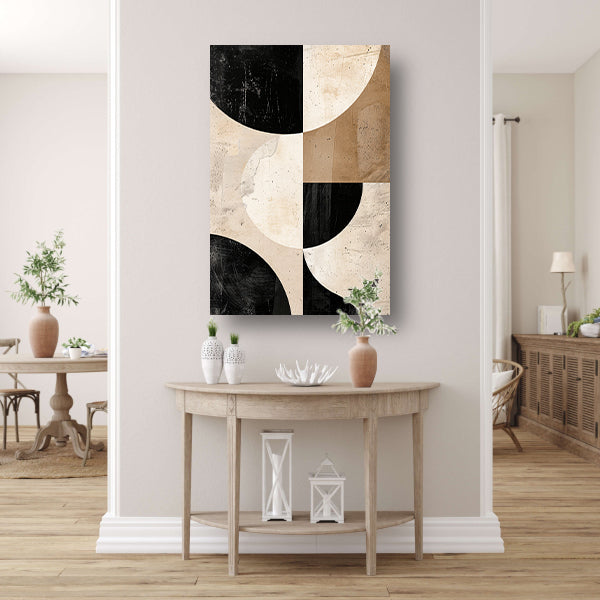 Minimalistische Abstractie van Zwart-Witte Tinten canvas