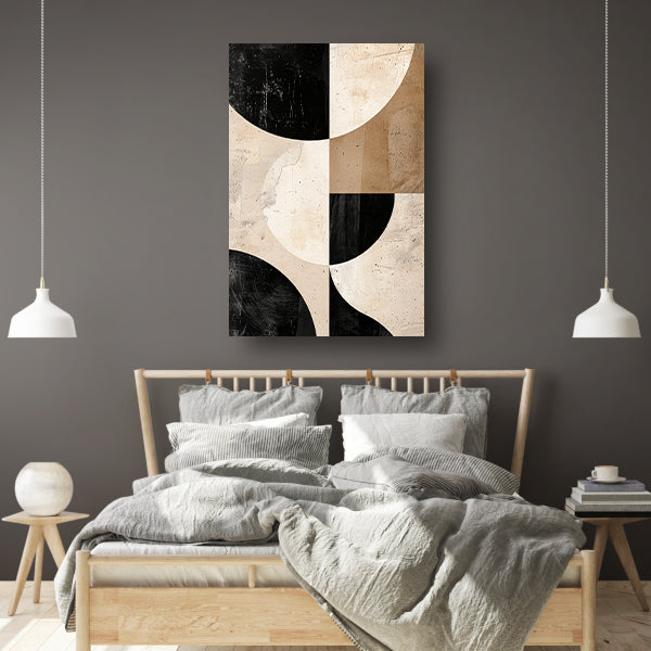Minimalistische Abstractie van Zwart-Witte Tinten canvas