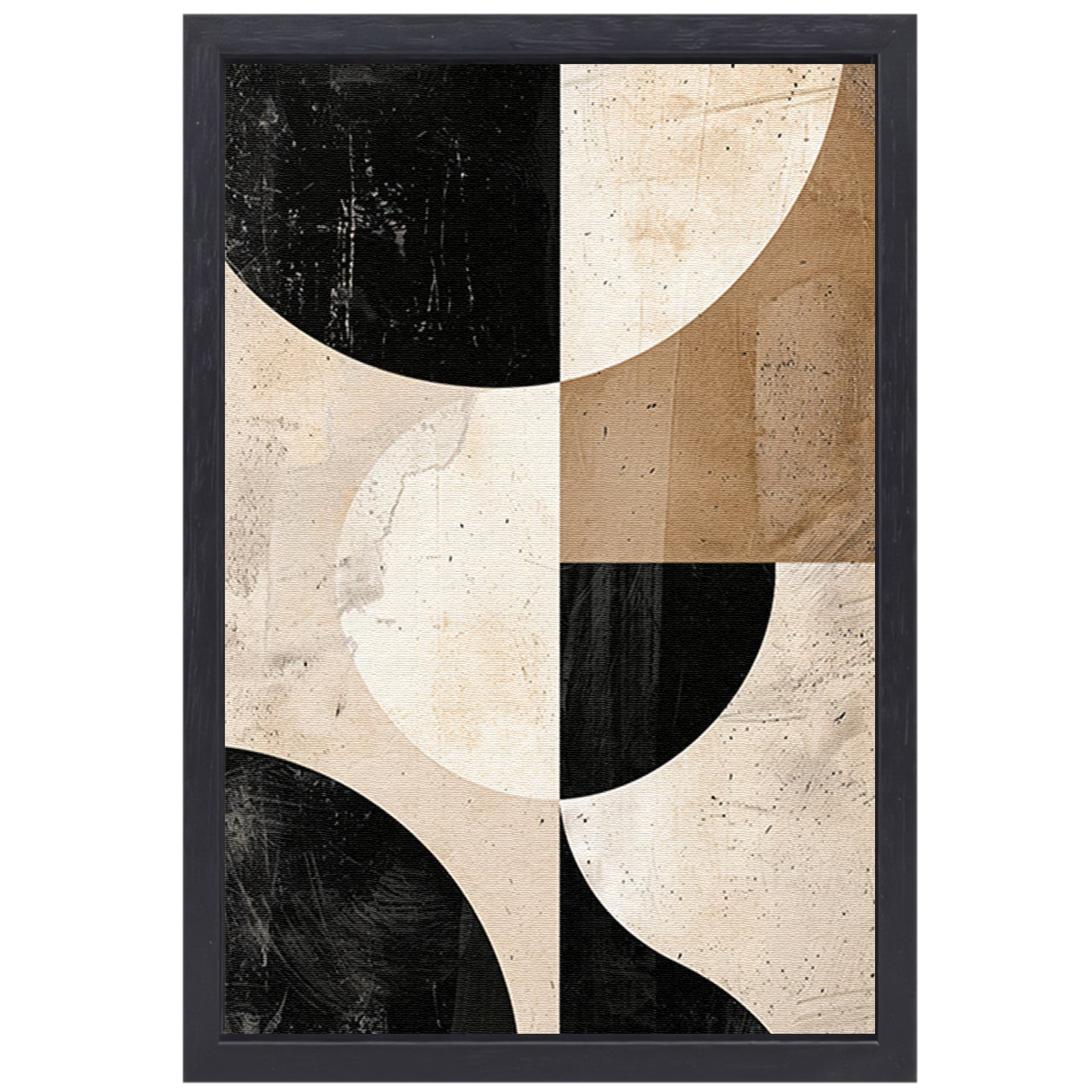 Minimalistische Abstractie van Zwart-Witte Tinten canvas met baklijst