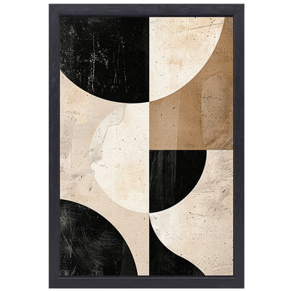 Minimalistische Abstractie van Zwart-Witte Tinten canvas met baklijst