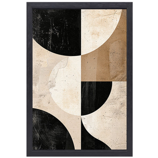 Minimalistische Abstractie van Zwart-Witte Tinten canvas met baklijst