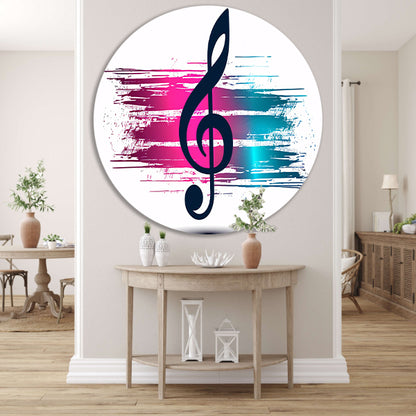 Moderne muzieknoot met kleurrijke abstractie   aluminium muurcirkel