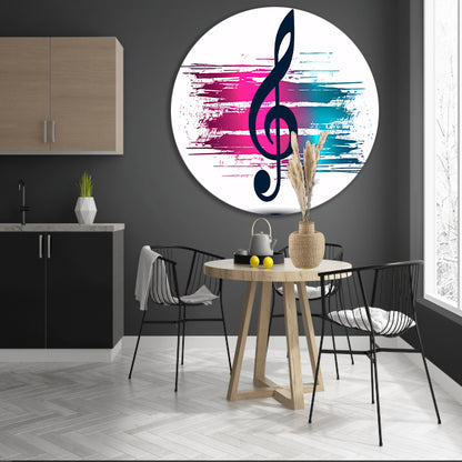 Moderne muzieknoot met kleurrijke abstractie   aluminium muurcirkel