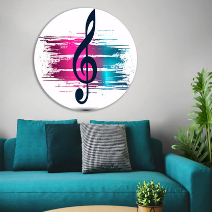Moderne muzieknoot met kleurrijke abstractie   aluminium muurcirkel