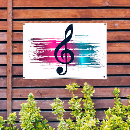 Moderne muzieknoot met kleurrijke abstractie   tuinposter