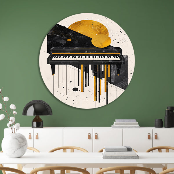 Abstract Piano in Minimalistisch Stijl aluminium muurcirkel