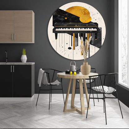 Abstract Piano in Minimalistisch Stijl aluminium muurcirkel
