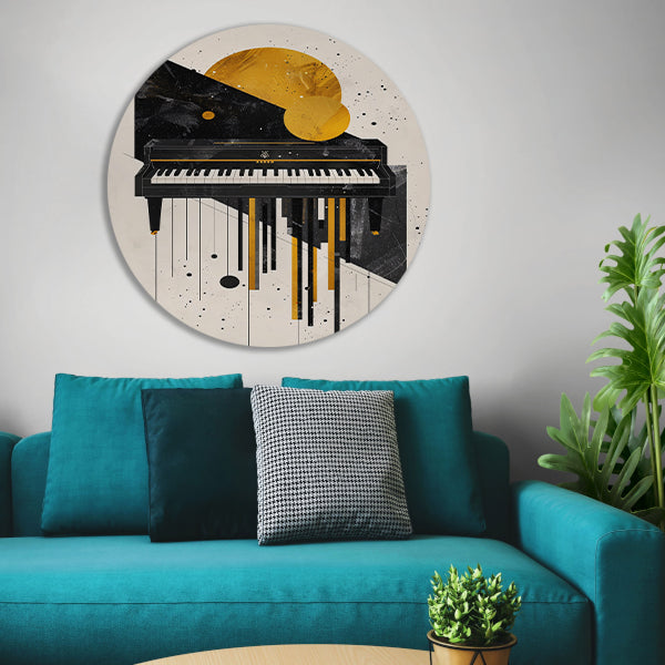 Abstract Piano in Minimalistisch Stijl aluminium muurcirkel