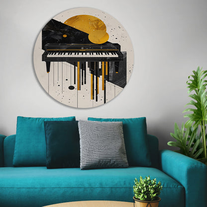 Abstract Piano in Minimalistisch Stijl aluminium muurcirkel