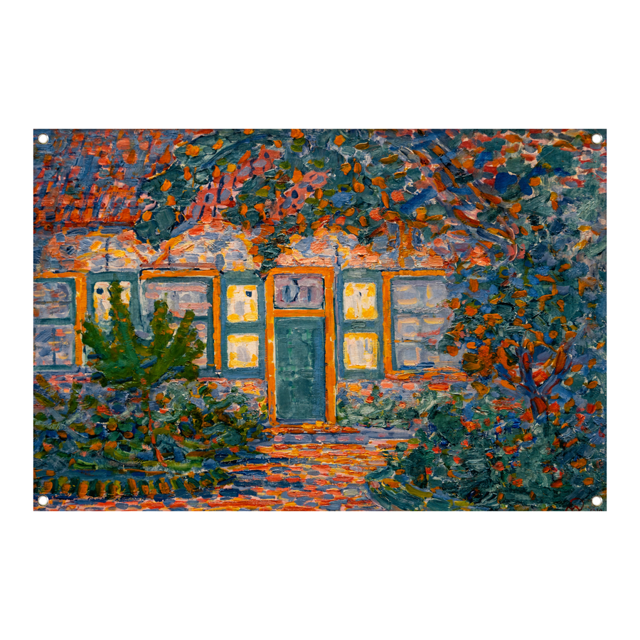 Kleine huis in de zon - Piet Mondriaan tuinposter