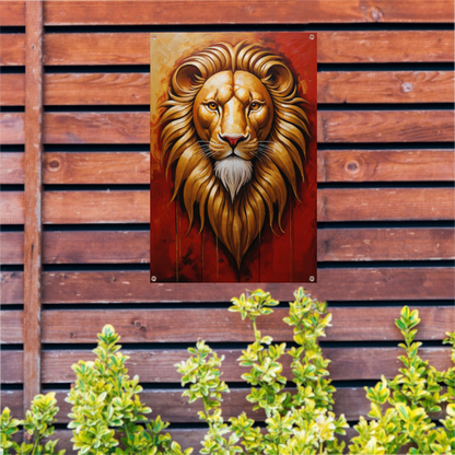 De Majestueuze Gouden Leeuw in Art Nouveau tuinposter