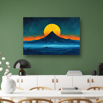 Abstract berglandschap met zonsondergang kleuren poster