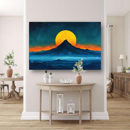 Abstract berglandschap met zonsondergang kleuren acrylglas