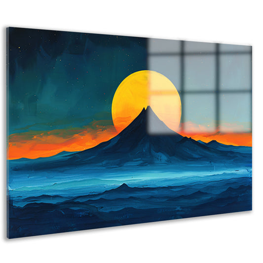 Abstract berglandschap met zonsondergang kleuren acrylglas