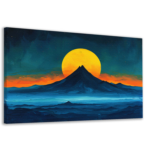 Abstract berglandschap met zonsondergang kleuren canvas