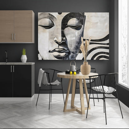 Surrealistisch boeddha schilderij in zwart-wit poster