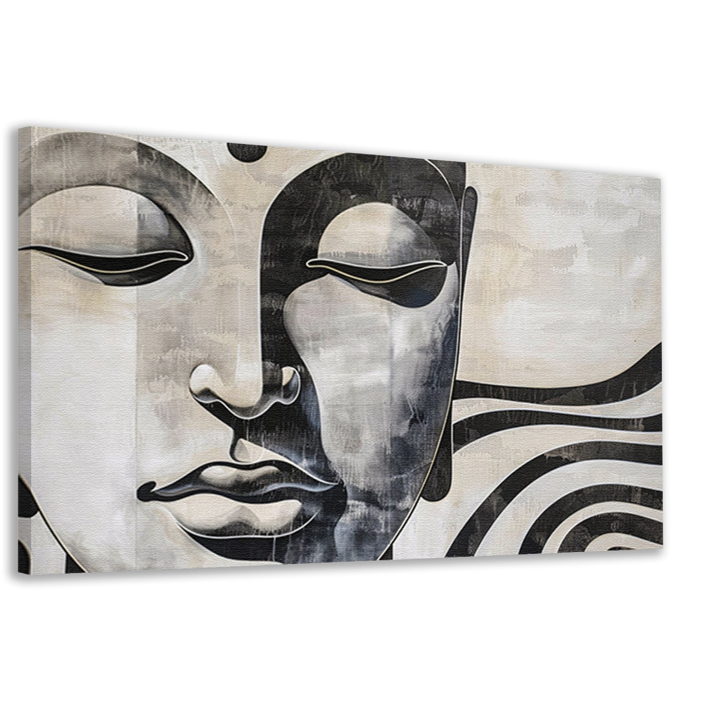 Surrealistisch boeddha schilderij in zwart-wit canvas