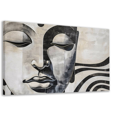 Surrealistisch boeddha schilderij in zwart-wit canvas