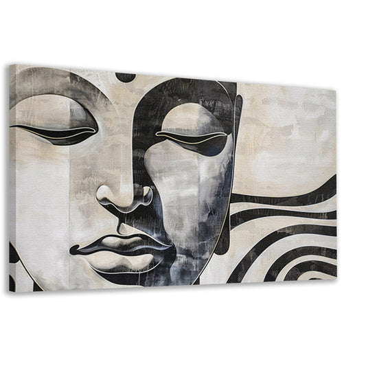Surrealistisch boeddha schilderij in zwart-wit canvas