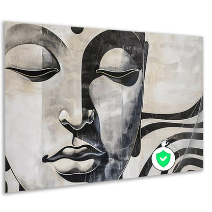 Surrealistisch boeddha schilderij in zwart-wit poster