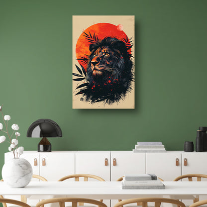 Portret van een leeuw in de schemering poster