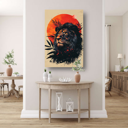 Portret van een leeuw in de schemering poster