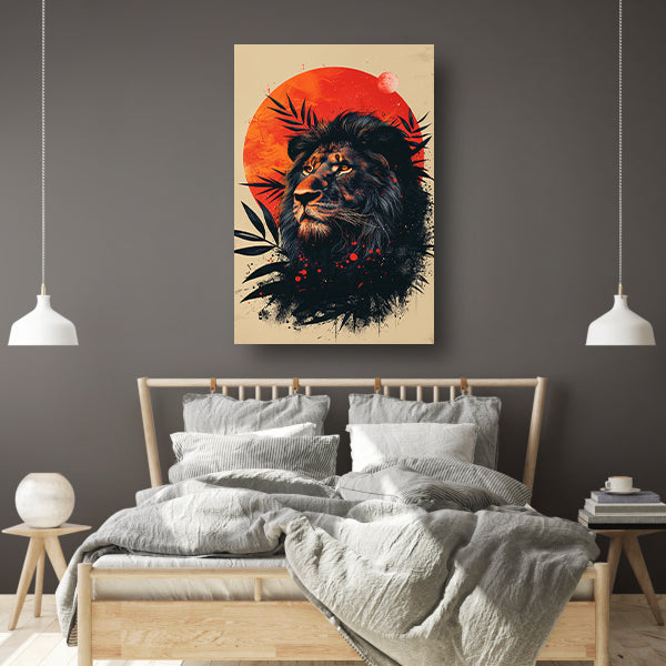 Portret van een leeuw in de schemering poster