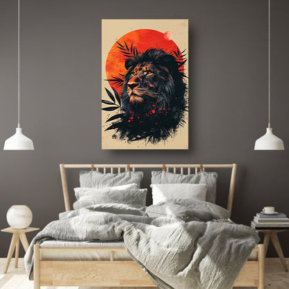 Portret van een leeuw in de schemering poster