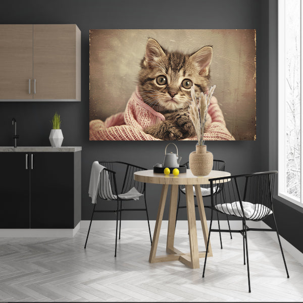 Schattige kitten gewikkeld in roze trui acrylglas